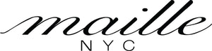 Black 'maille NYC' logo on a white background