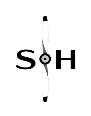 Black and white propeller with 'SoH' text on a white background