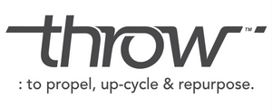 Logo of 'throw' with tagline 'to propel, up-cycle & repurpose.'