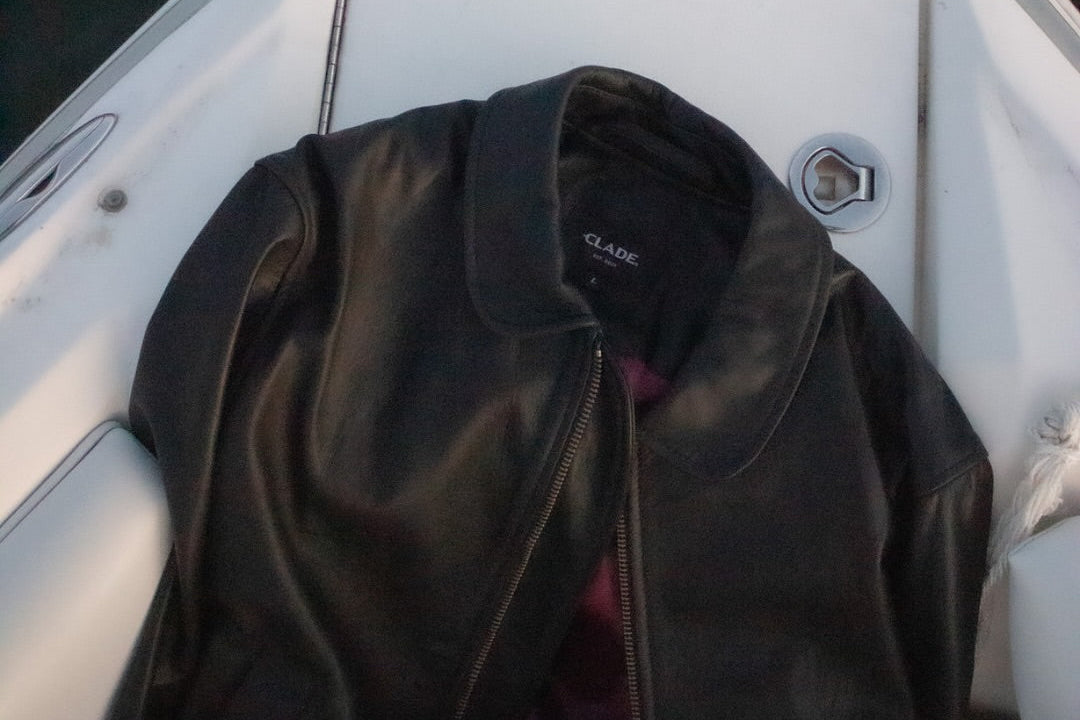 CLADE Apparel black leather jacket by RESTORE Clothing
