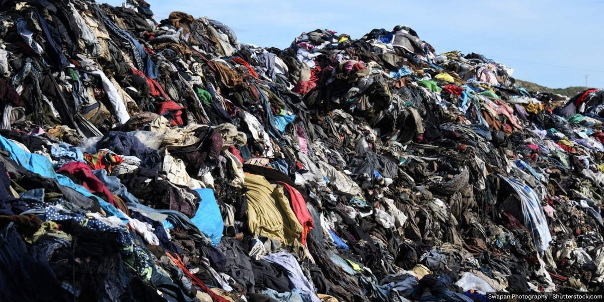 Pile of discarded clothing at a landfill